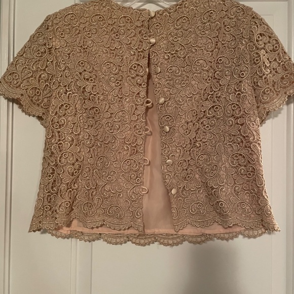 Gold filigree lace party top - Picture 2 of 4